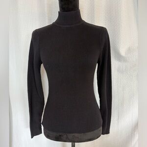 Paul Harris Design 100% cotton black ribbed mock turtleneck sweater size large